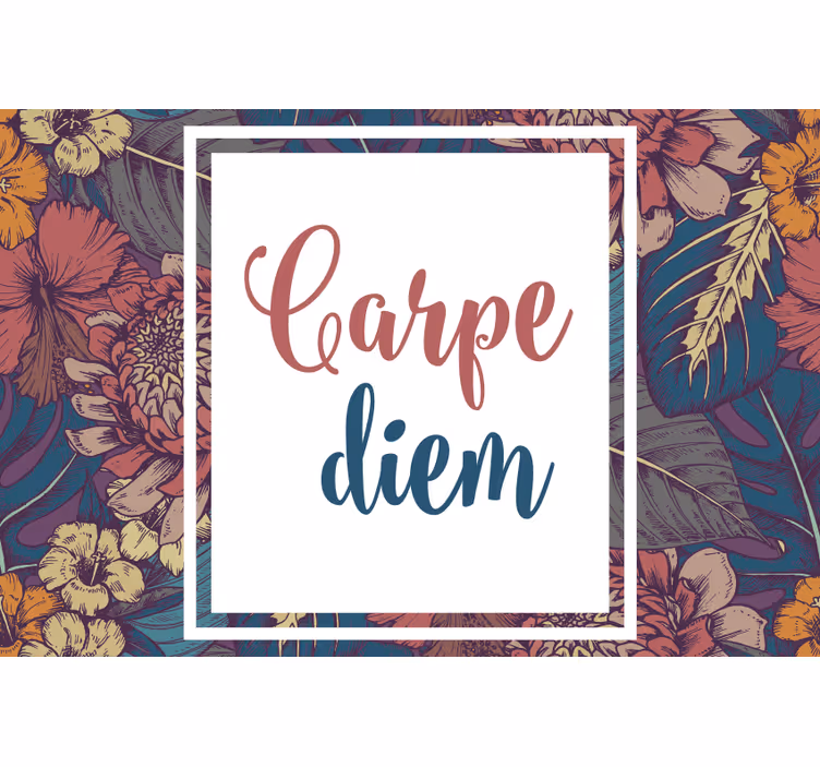 Living room blind carpe diem colorful square design - TenStickers