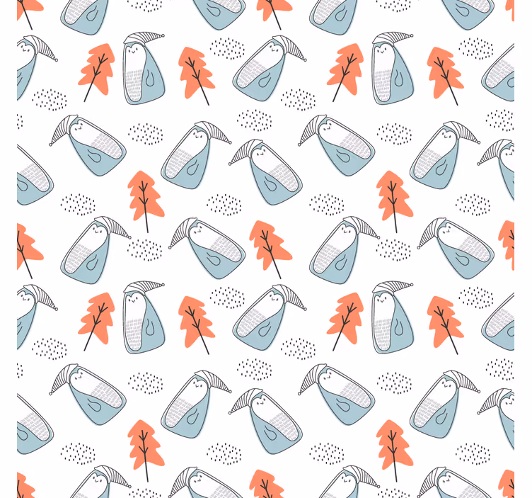 Cute minimalistic penguins with trees living room blind - TenStickers
