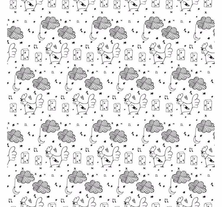 Living room blind black and white chicken design - TenStickers