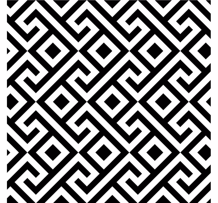 Living room blind with black and white geometric design - TenStickers