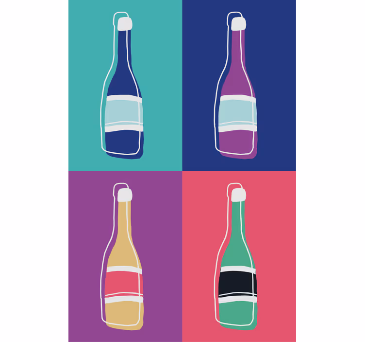 Living room blind with pop art abstract champagne bottles - TenStickers