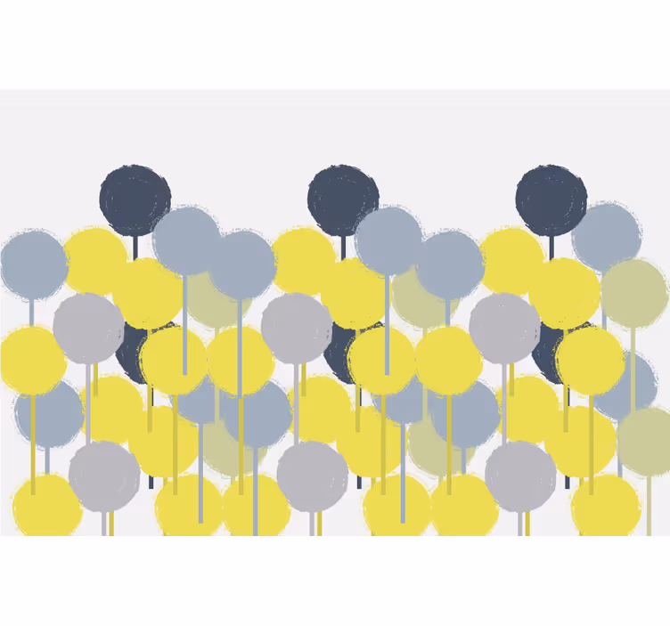 Living room blind with minimalistic yellow gray circles - TenStickers