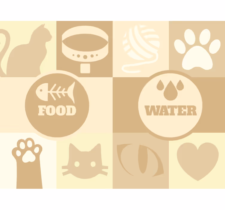 Blind beige cat food and water station - TenStickers