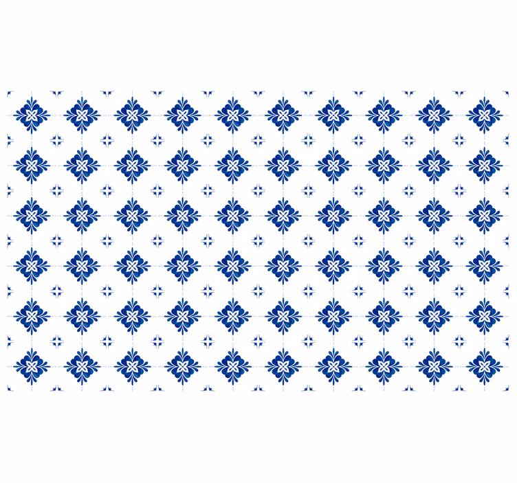 Blind bedroom vintage blue tile design - TenStickers