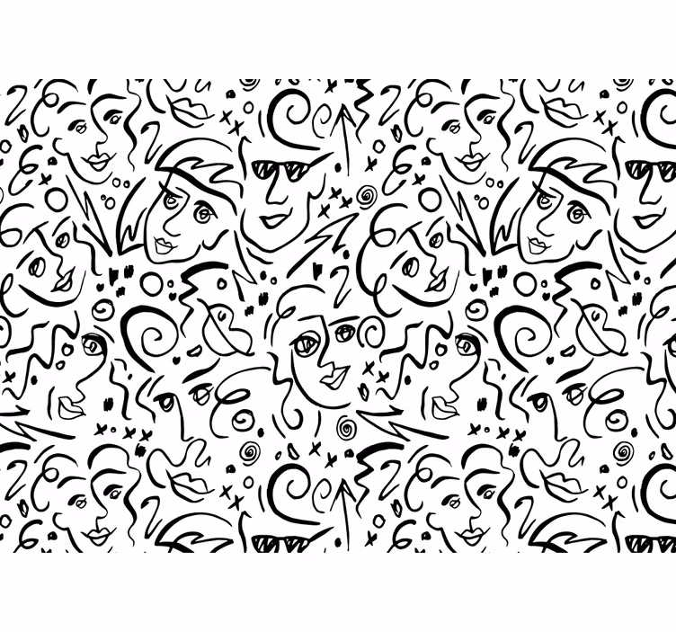White window blind black and white graffiti design - TenStickers