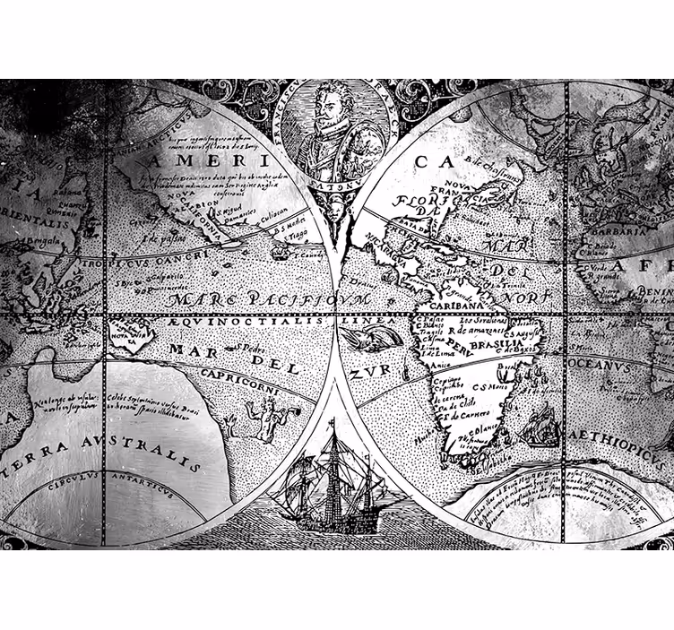 Blind grey monochrome world map - TenStickers