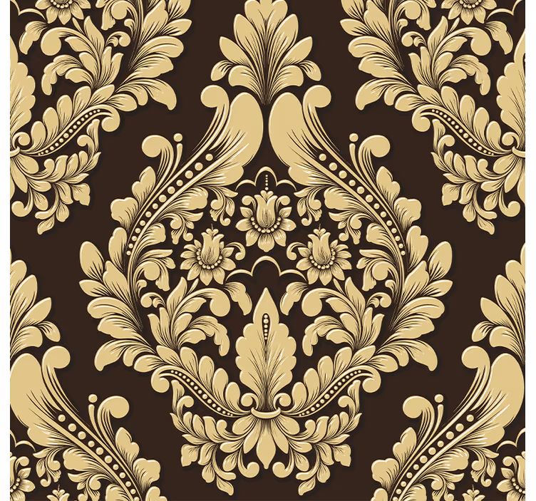 Retro roller blind with golden floral design - TenStickers