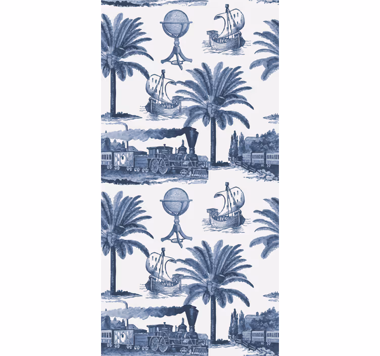 Retro roller blind french vintage blue pattern - TenStickers