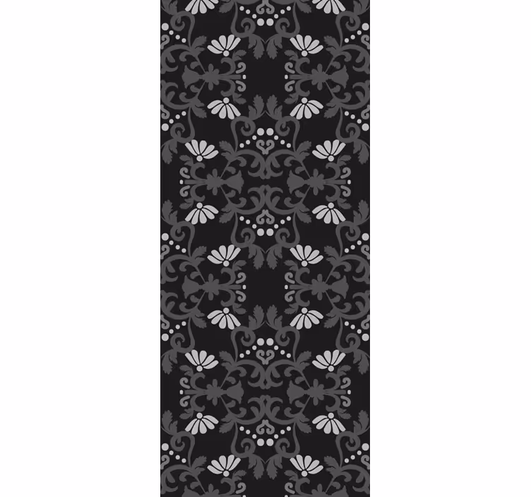 Retro roller blind black classic damask design - TenStickers