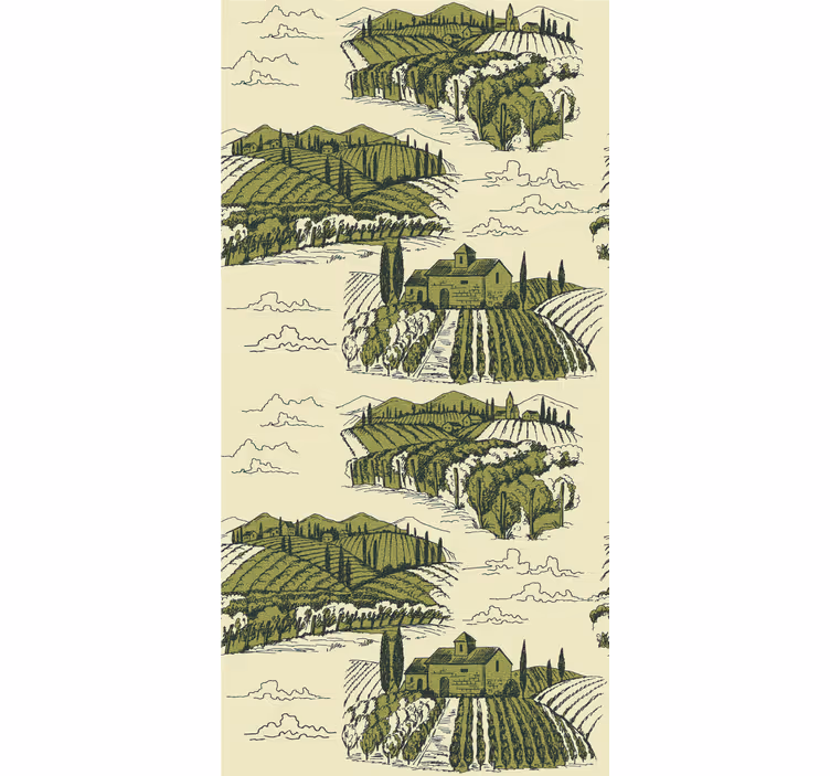 Retro roller blind countryside landscape - TenStickers