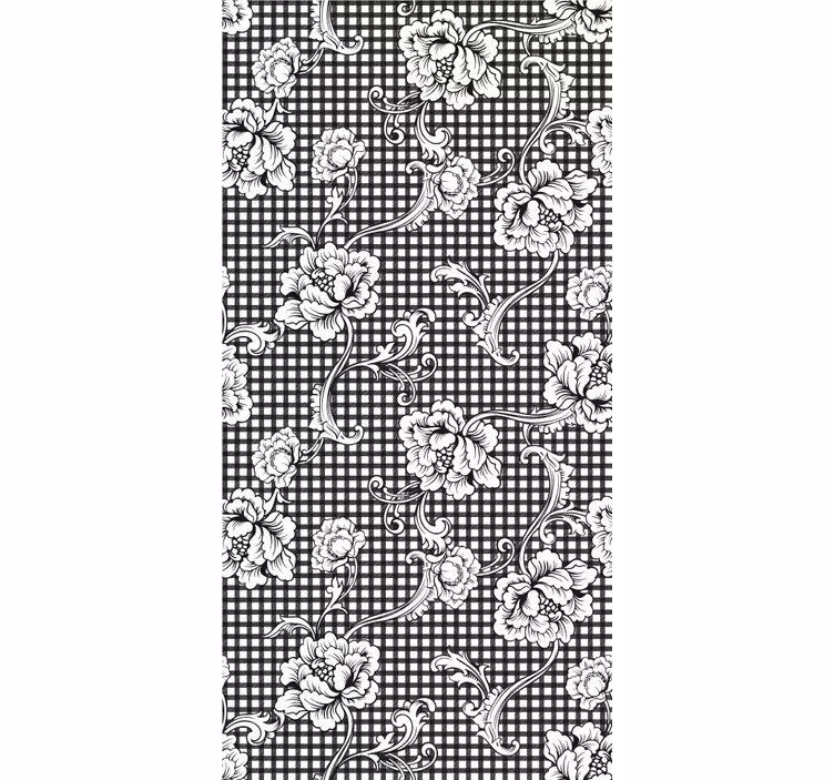 Retro roller blind in black and white gingham - TenStickers
