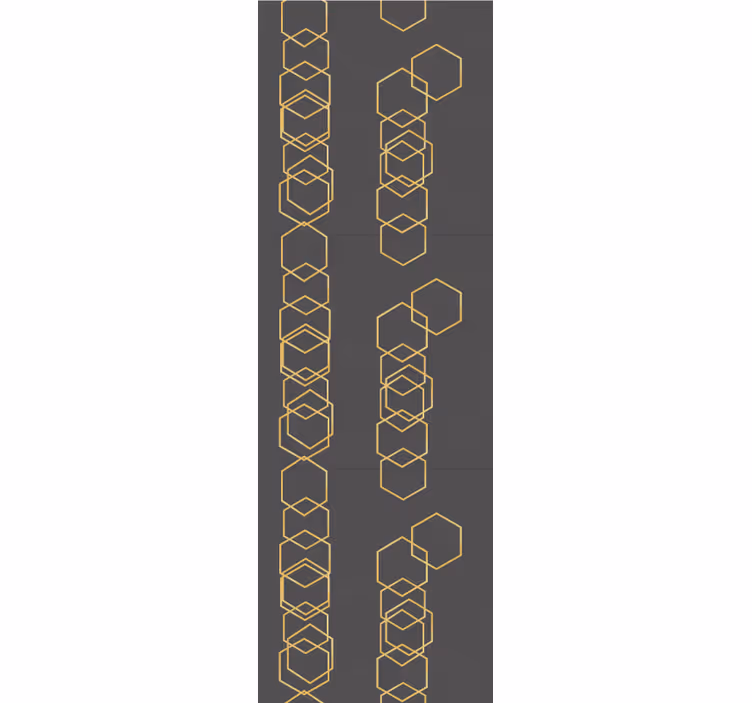 Retro roller blind in gray texture with golden hexagons - TenStickers