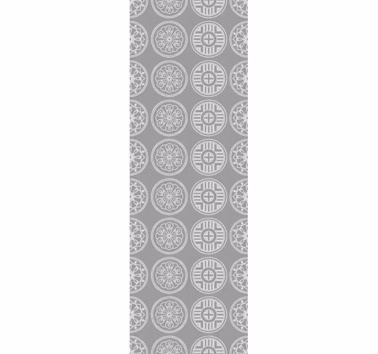 Retro roller blind with grey traditional korean patterns - TenStickers