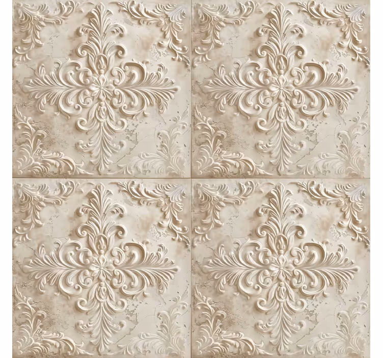 Retro roller blind in beige tiles - TenStickers