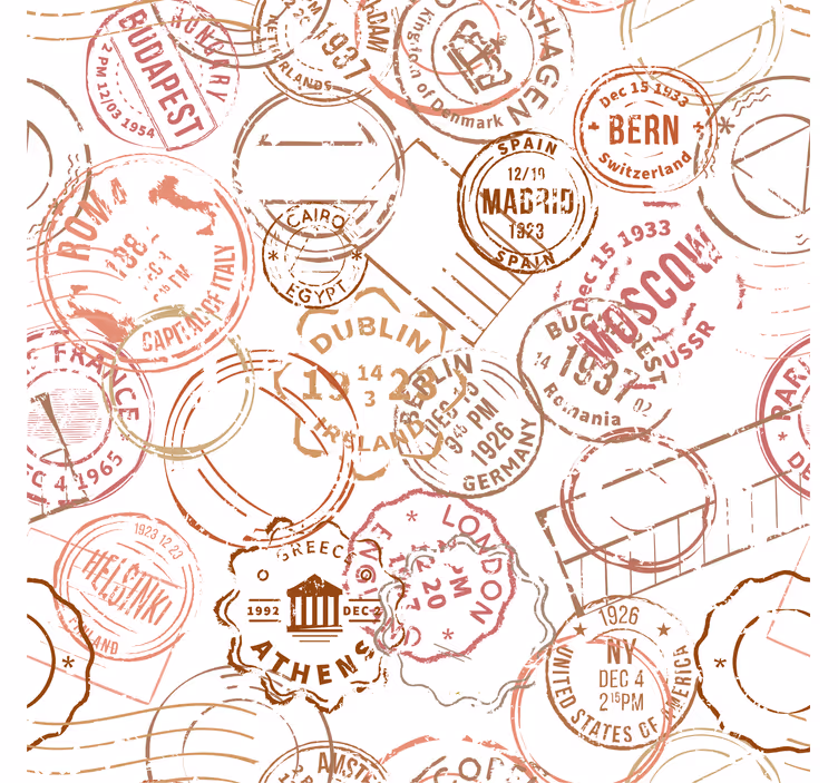 Retro roller blind vintage stamps design - TenStickers