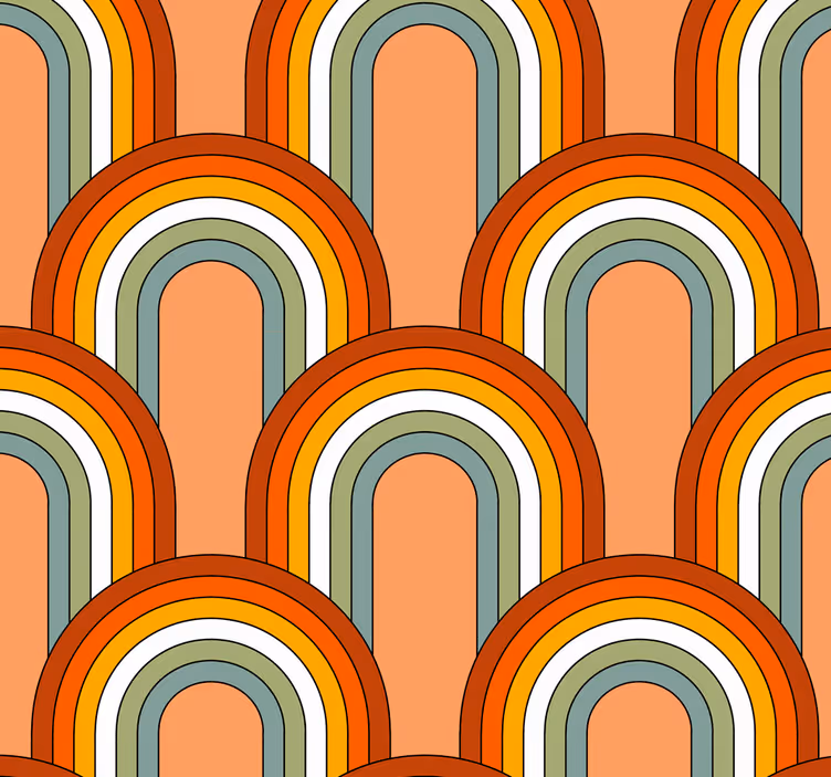 Retro roller blind 70s rainbow design - TenStickers