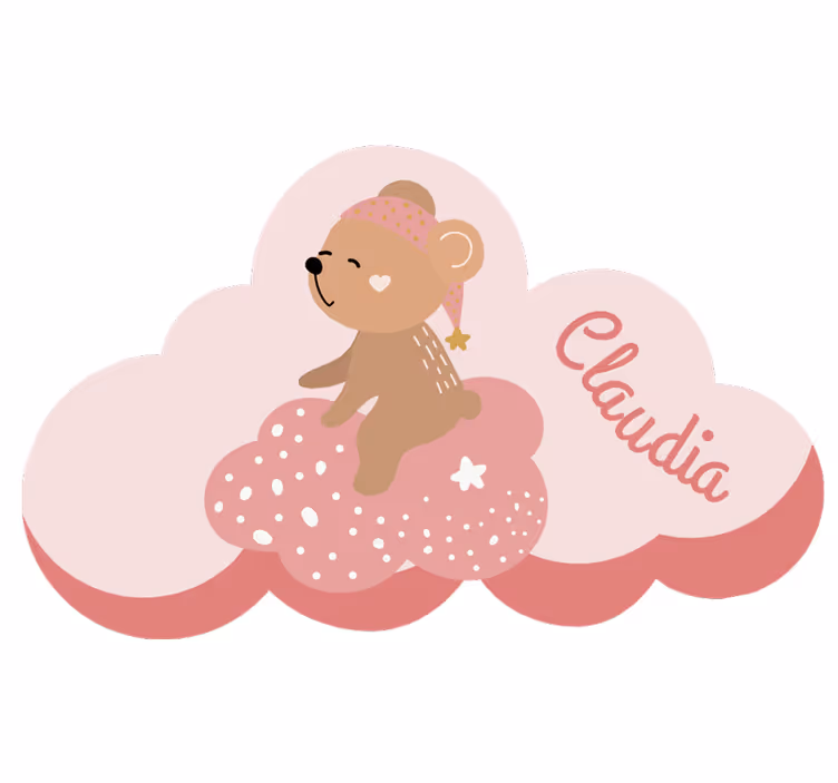 Blind pink nordic style bear name pink vinyl rug - TenStickers