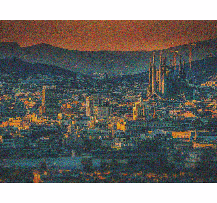 Living room blind barcelona at night from above - TenStickers