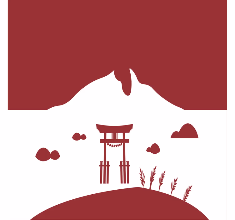 Living room blind featuring japanese lakes and mountains - TenStickers