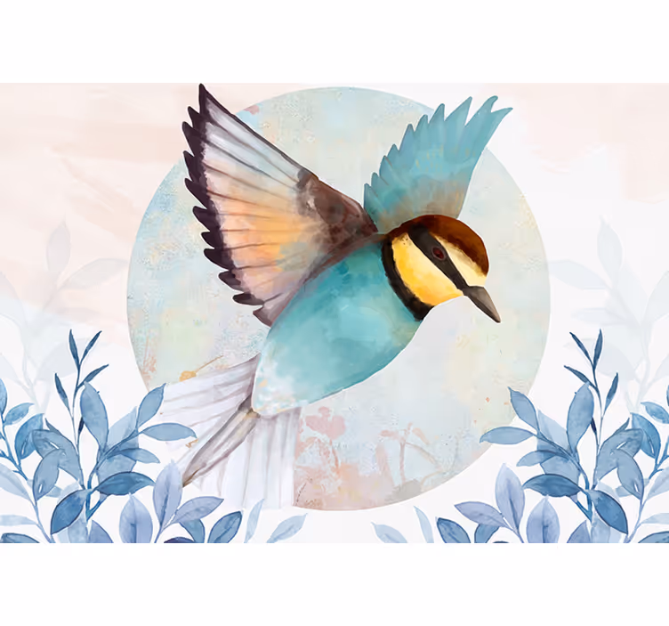 Living room blind with glamorous artistic birds - TenStickers