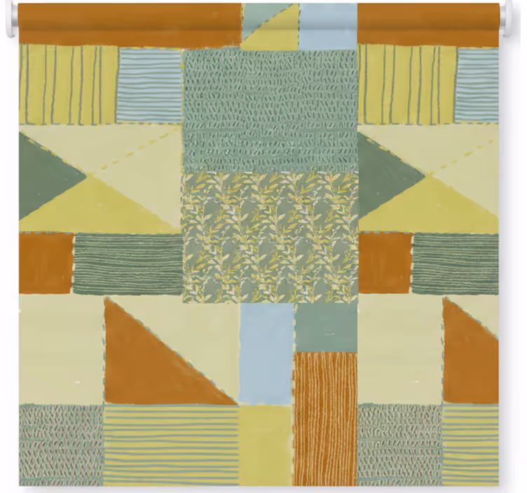 Living room blind with colorful triangle patchwork design - TenStickers