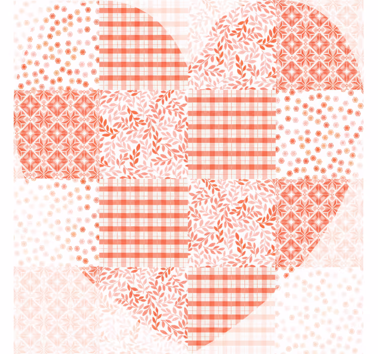 Living room blind in patchwork red and white hearts - TenStickers