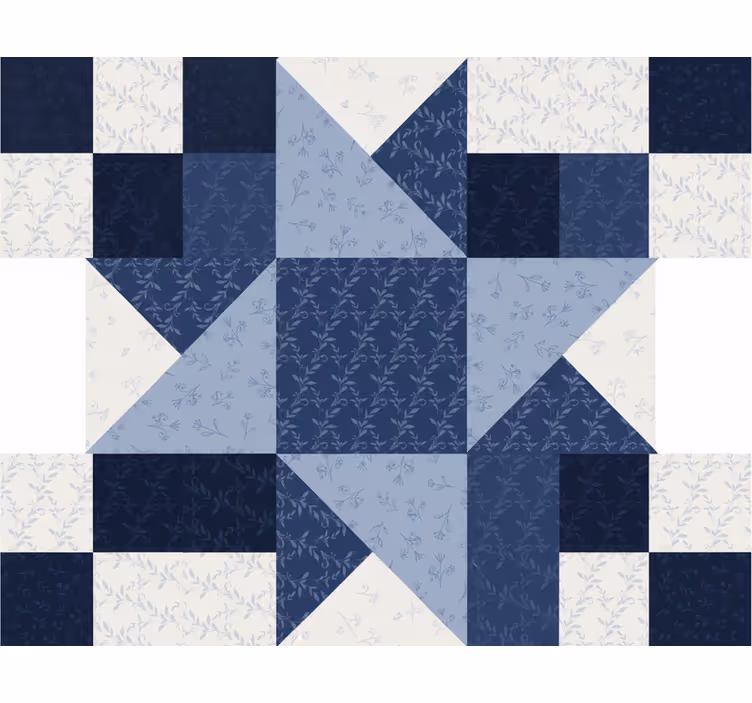Living room blind with patchwork blue star triangles - TenStickers