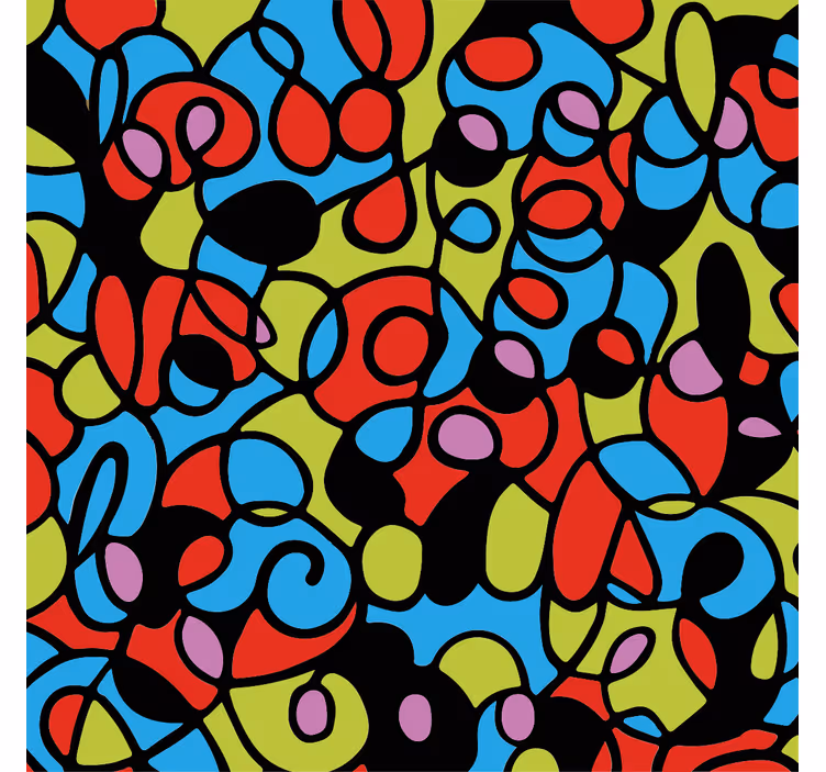 Living room blind with vibrant design and black lines - TenStickers
