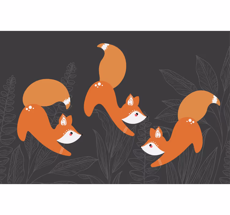 Living room blind scandinavian foxes in forest - TenStickers