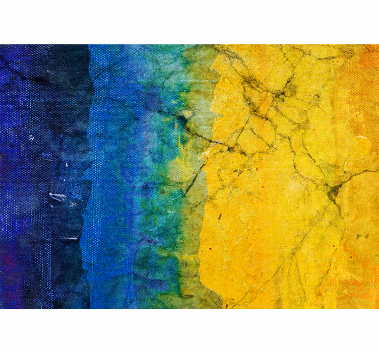 Blind bedroom blue and yellow abstract art print - TenStickers