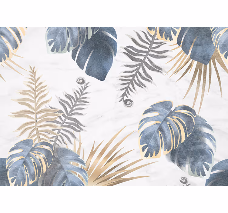 Blind bedroom with blue tropical plants on white background - TenStickers