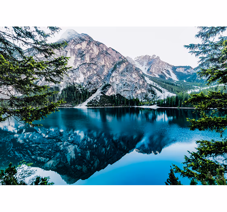 Blind bedroom snow-capped mountain reflection - TenStickers