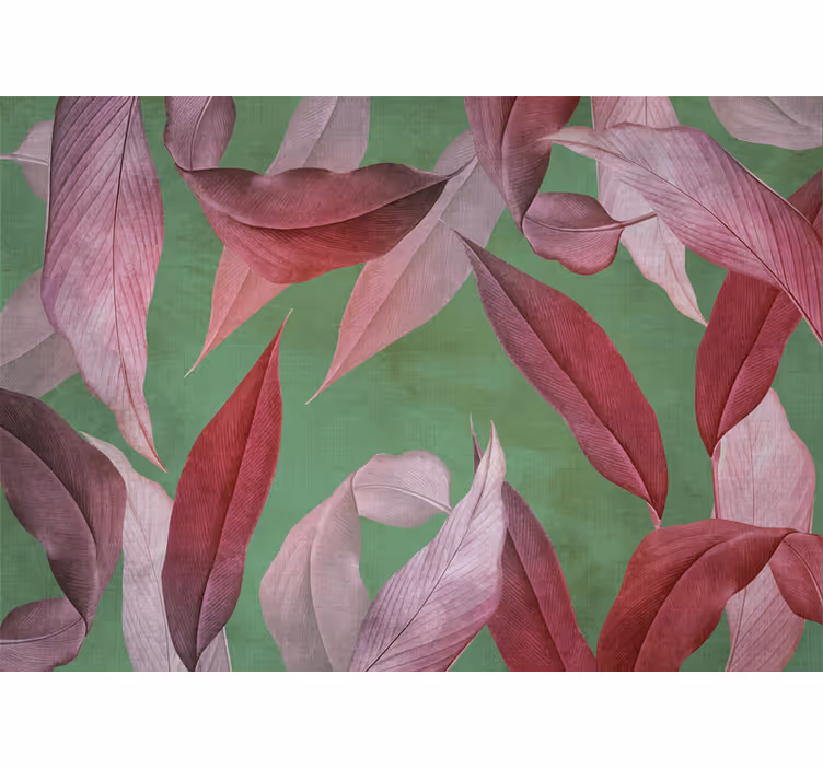 Blind bedroom red and purple leaves on turquoise - TenStickers