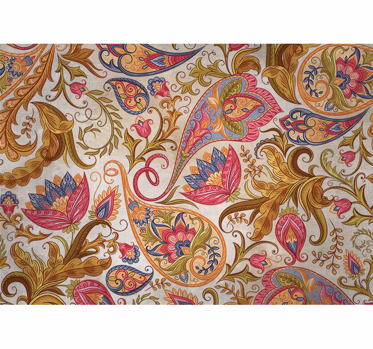 Blind bedroom with ethnic flowers on beige background - TenStickers