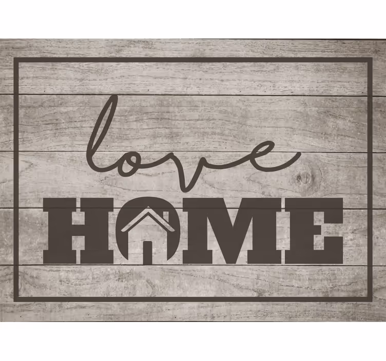 Blind grey love home on gray wooden plank - TenStickers