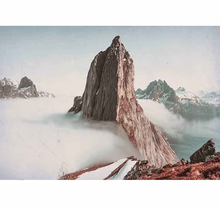 Blind bedroom mountains in fog norway - TenStickers
