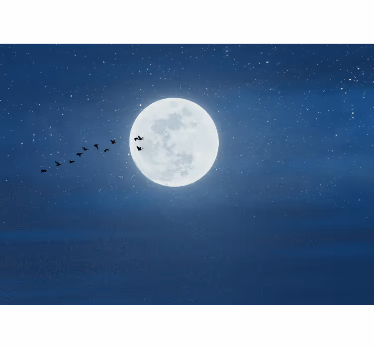 Living room blind full moon and sky design - TenStickers