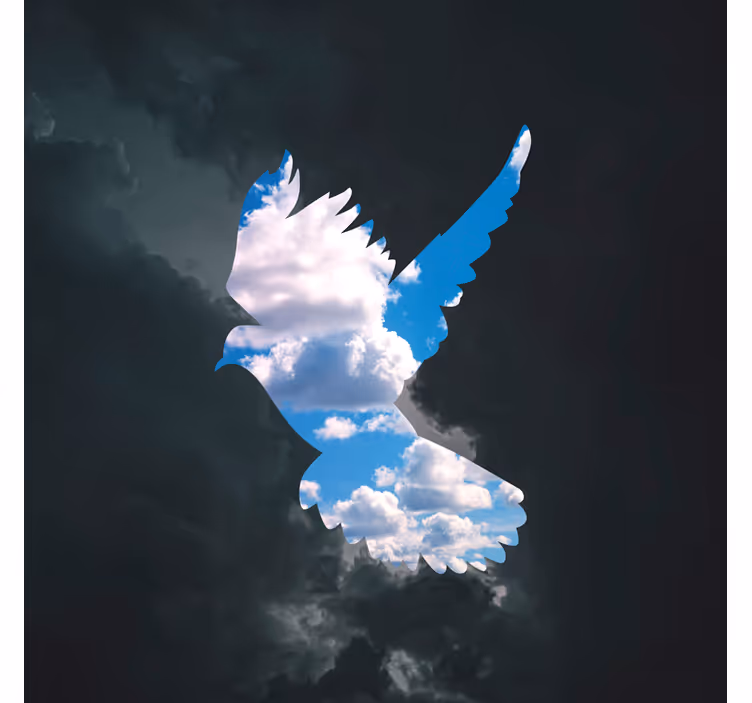 Living room blind magritte dove design - TenStickers