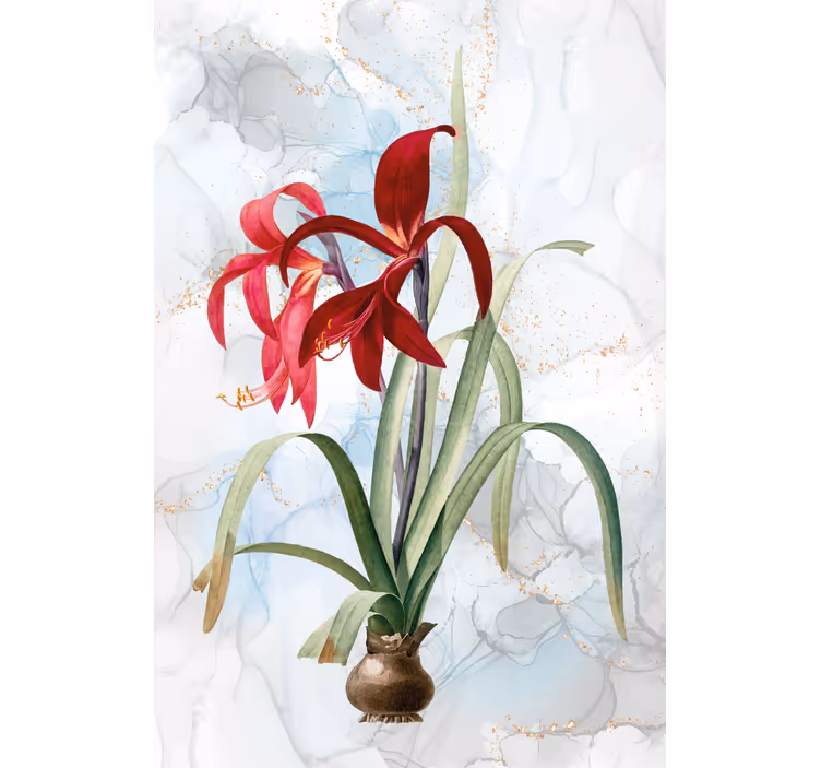 Living room blind artistic lily design - TenStickers