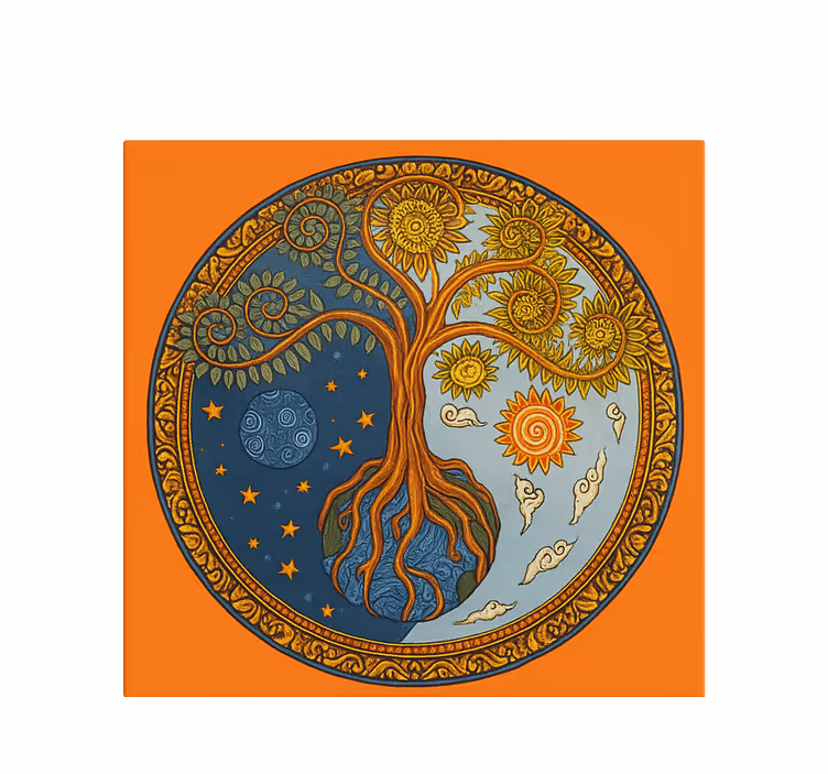 Living room blind tree of life design - TenStickers