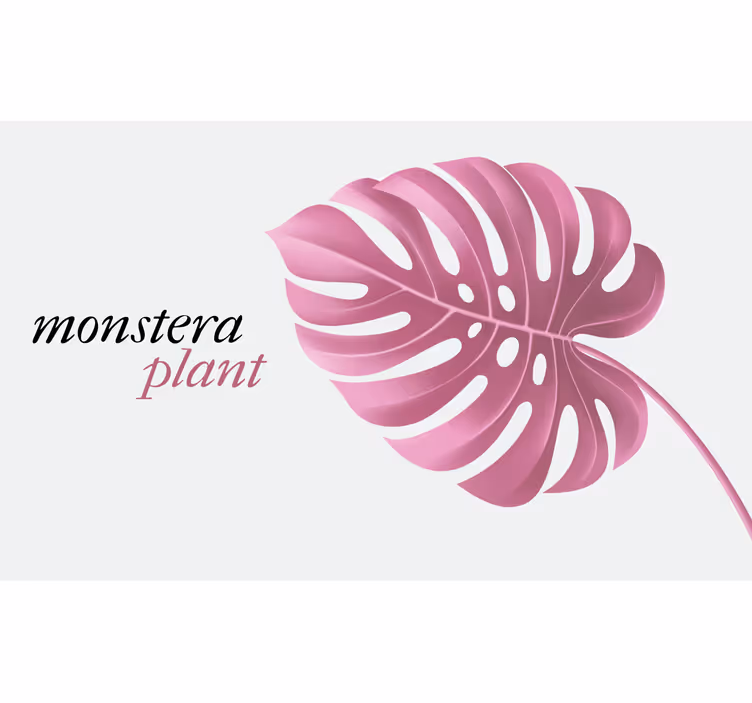Blind bedroom pink minimalist monstera style rug - TenStickers