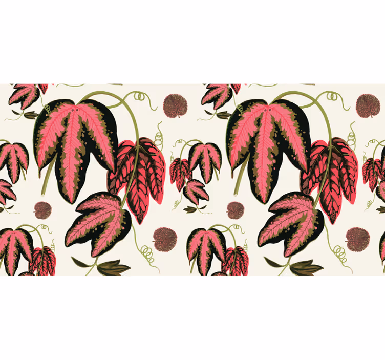 Blind bedroom with red maranta leaves - TenStickers