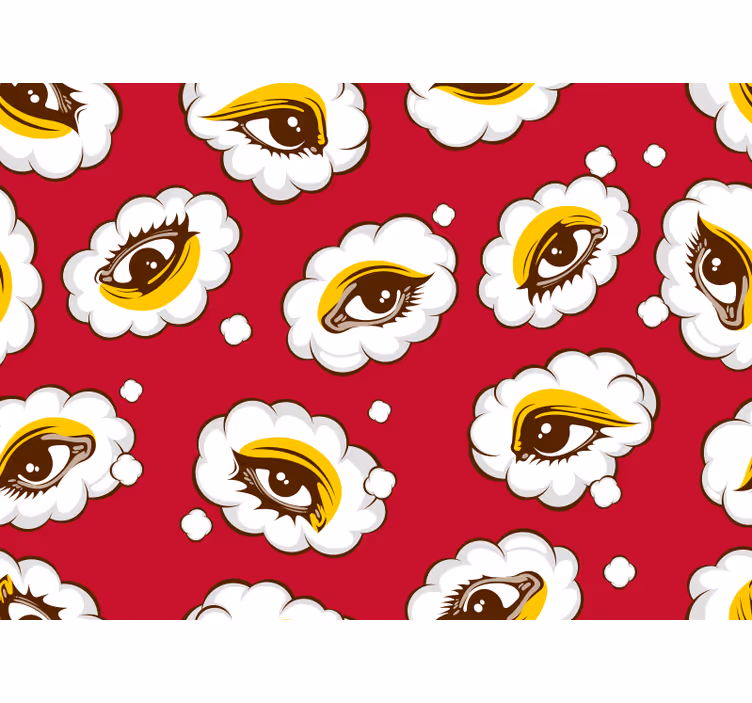 Blind bedroom with 70s eye pattern design - TenStickers