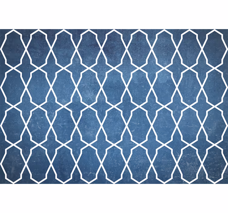 Blind bedroom white and blue wavy diamond pattern - TenStickers
