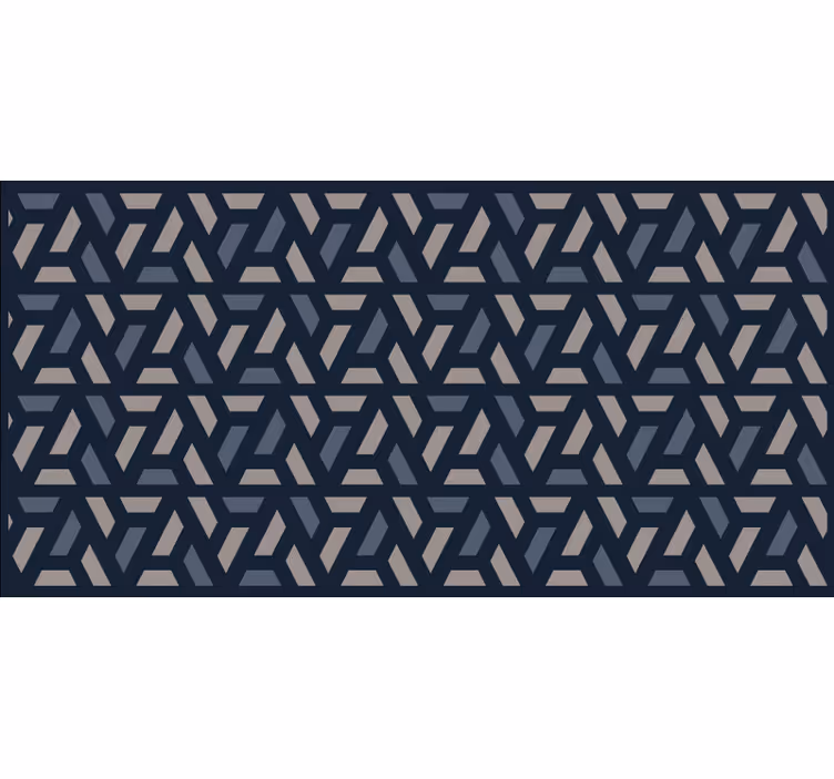 Blind bedroom with geometric blue and gray triangles - TenStickers