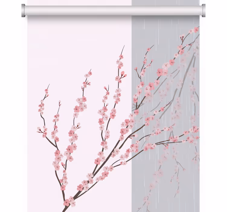 Aesthetic light color flowering blind bedroom - TenStickers