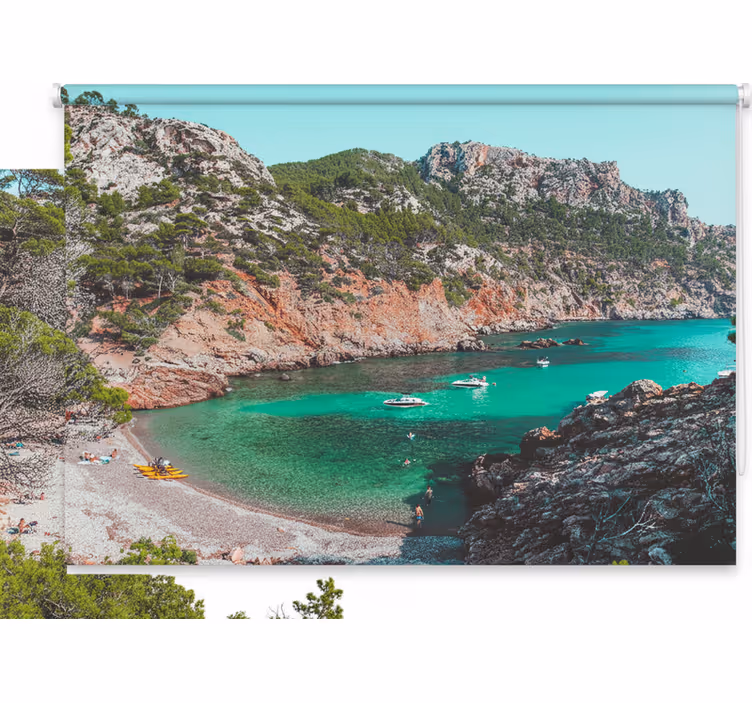 Blind bedroom beautiful beach with rocks mallorca - TenStickers