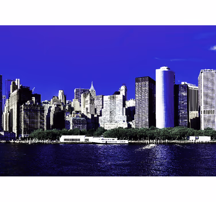 Blind bedroom evening views of manhattan skyscrapers - TenStickers