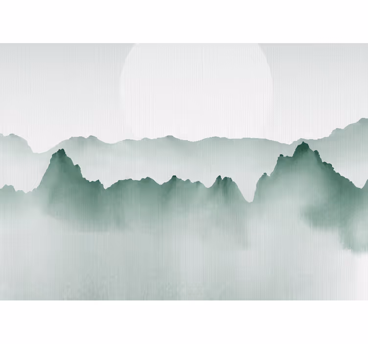 White window blind japandi style abstract landscape - TenStickers