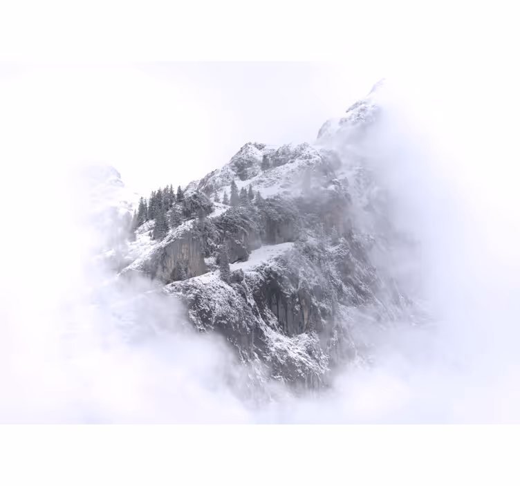 White window blind snowy mountain landscape mural - TenStickers